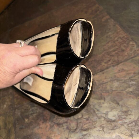 Max Mara Black Patent Leather Peep Toe Pumps Stiletto Heels 39 US 8.5 - Picture 9 of 9